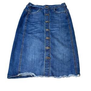 Skies are blue denim jean skirt front button elastic back waist SZ S
